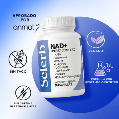 Selerb NAD + RESVERATROL Anti envejecimiento | 60 Cápsulas