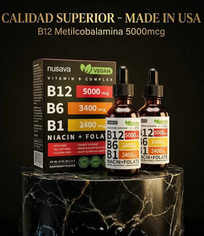 Vitamina B12 · B6 · B1 · Niacin + Folate - Revitaliza cuerpo y mente (60 ml)