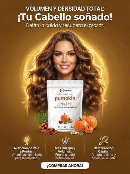 PUMPKIN SEED OIL - Crecimiento y densidad capilar y Bienestar de la próstata y vejiga (100 cápsulas blandas)