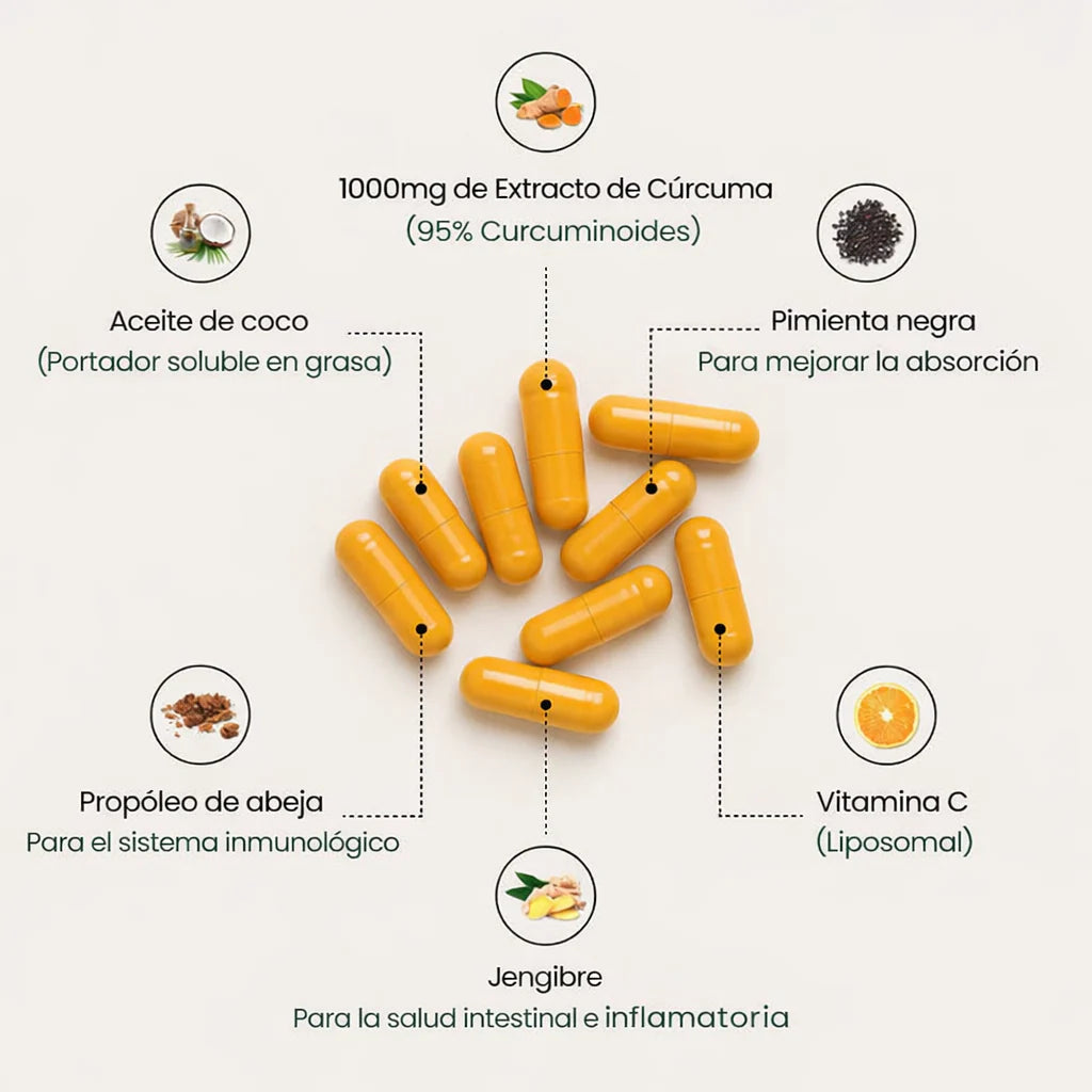 Turmeric - Cúrcuma 1000 mg con pimienta negra y aceite MCT - 120 capsulas - MicroIngredients®